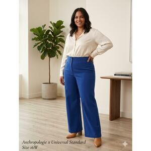 NWT Anthropologie x Universal Standard Wide-Leg French Blue Pants- Size 16W